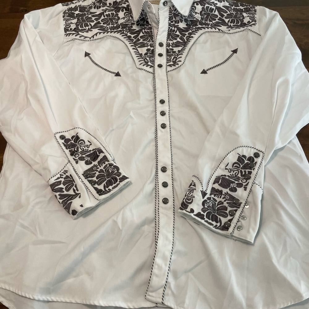 Men’s Scully Western Shirt White Pearl Snap